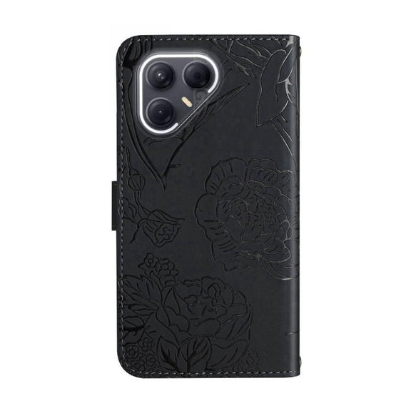 For Tecno Pova 7 Ultra 5G Skin Feel Butterfly Embossed Flip Leather Phone Case(Black)