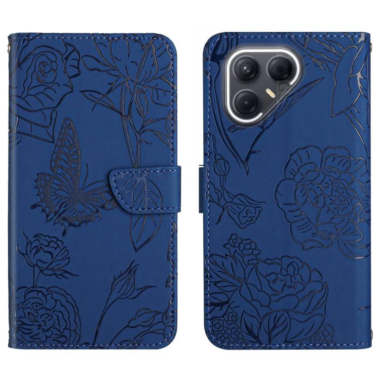 For Tecno Pova 7 Ultra 5G Skin Feel Butterfly Embossed Flip Leather Phone Case(Blue)