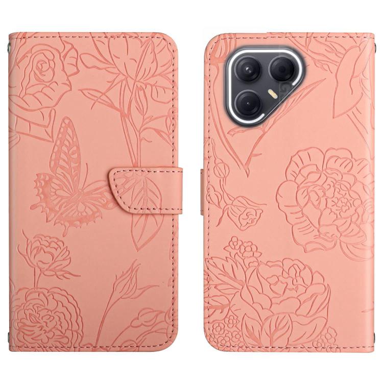 For Tecno Pova 7 Ultra 5G Skin Feel Butterfly Embossed Flip Leather Phone Case(Pink)