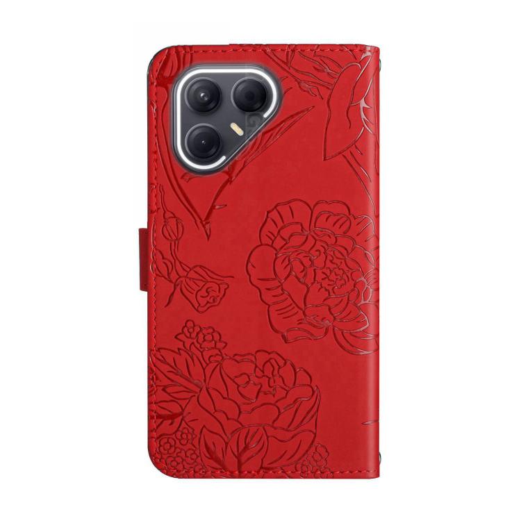 For Tecno Pova 7 Ultra 5G Skin Feel Butterfly Embossed Flip Leather Phone Case(Red)