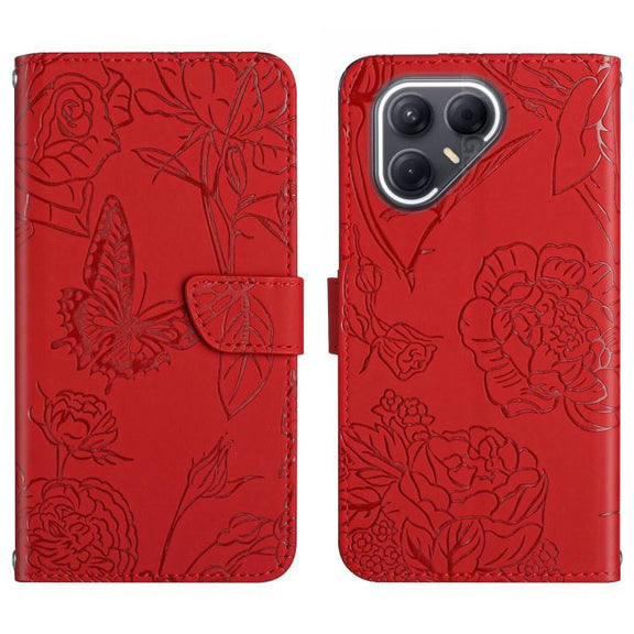 For Tecno Pova 7 Ultra 5G Skin Feel Butterfly Embossed Flip Leather Phone Case(Red)