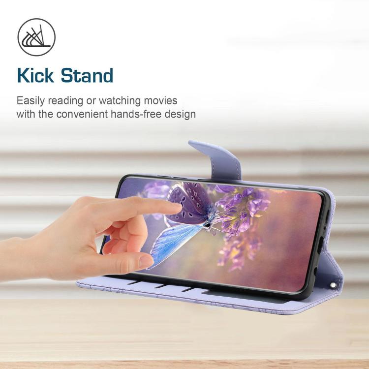 For Tecno Pova 7 4G Skin Feel Butterfly Embossed Flip Leather Phone Case(Purple)
