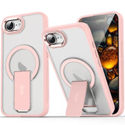 For iPhone 16e Acrylic Hybrid TPU MagSafe Holder Phone Case(Pink)