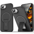 For iPhone 16e Acrylic Hybrid TPU MagSafe Holder Phone Case(Black) - iPhone 16e Cases by PMC TechLife | Online Shopping South Africa | PMC TechLife | Buy Now Pay Later Mobicred