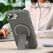 For iPhone 16e Acrylic Hybrid TPU MagSafe Holder Phone Case(Black)