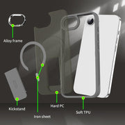 For iPhone 16e Acrylic Hybrid TPU MagSafe Holder Phone Case(Black)