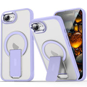 For iPhone 16e Acrylic Hybrid TPU MagSafe Holder Phone Case(Lavender Purple)