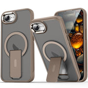 For iPhone 16e Acrylic Hybrid TPU MagSafe Holder Phone Case(Gold)