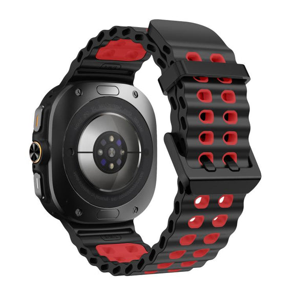 For Samsung Galaxy Watch Ultra 47mm / Ultra 2025 Kalebol Ocean Two-tone Silicone Strap(Black Red)