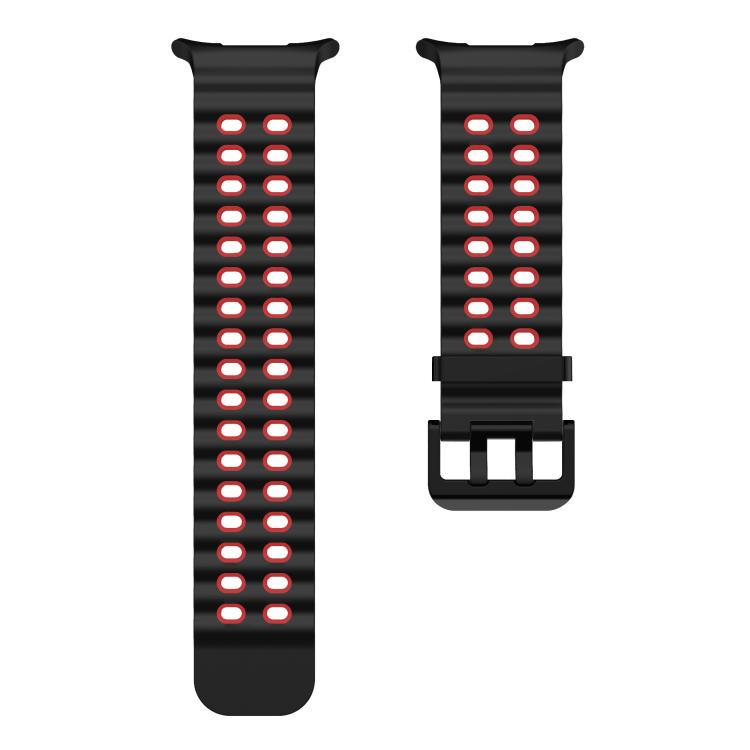 For Samsung Galaxy Watch Ultra 47mm / Ultra 2025 Kalebol Ocean Two-tone Silicone Strap(Black Red)