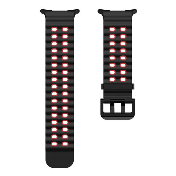 For Samsung Galaxy Watch Ultra 47mm / Ultra 2025 Kalebol Ocean Two-tone Silicone Strap(Black Red)
