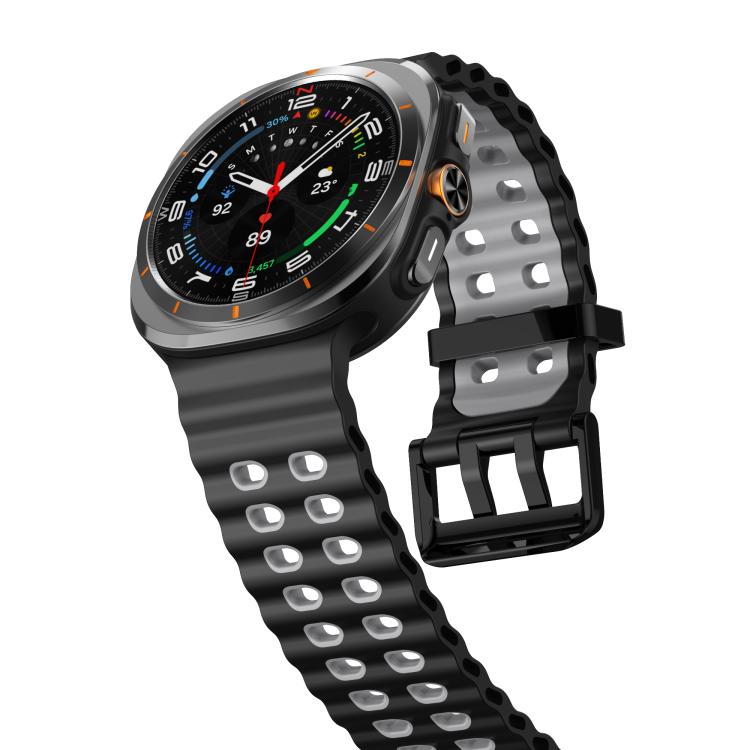 For Samsung Galaxy Watch Ultra 47mm / Ultra 2025 Kalebol Ocean Two-tone Silicone Strap(Black Grey)