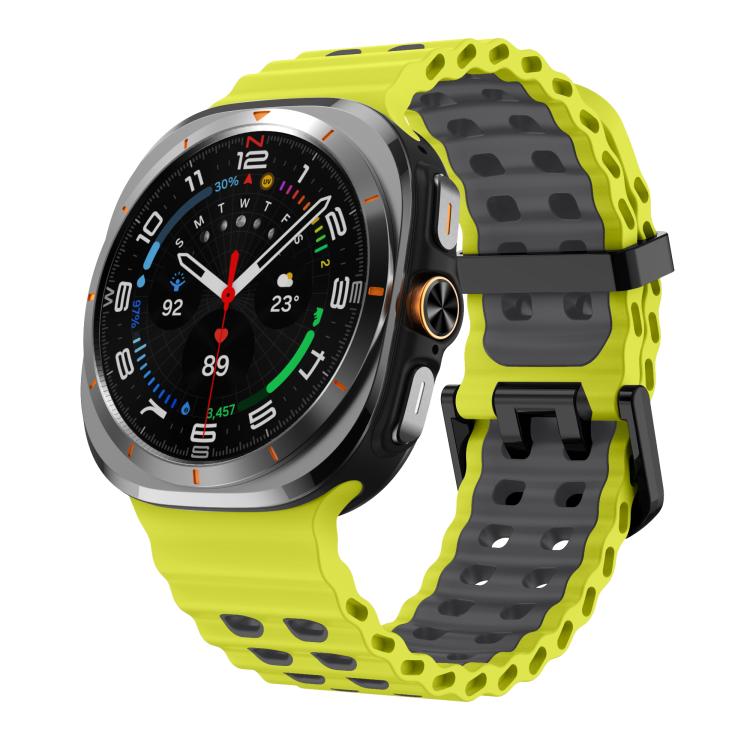 For Samsung Galaxy Watch Ultra 47mm / Ultra 2025 Kalebol Ocean Two-tone Silicone Strap(Lime Grey)
