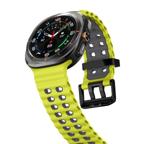 For Samsung Galaxy Watch Ultra 47mm / Ultra 2025 Kalebol Ocean Two-tone Silicone Strap(Lime Grey)