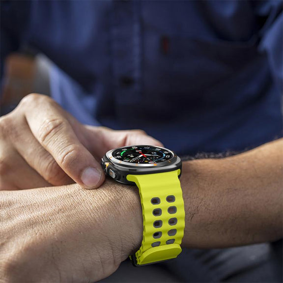 For Samsung Galaxy Watch Ultra 47mm / Ultra 2025 Kalebol Ocean Two-tone Silicone Strap(Lime Grey)