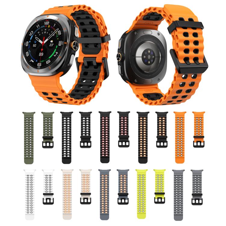 For Samsung Galaxy Watch Ultra 47mm / Ultra 2025 Kalebol Ocean Two-tone Silicone Strap(Black Grey)