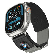 For Apple Watch 46mm / 49mm / 45mm / 44mm Kalebol Compass Nylon Loop Watch Strap(Black Grey)