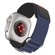 For Apple Watch 46mm / 49mm / 45mm / 44mm Kalebol Compass Nylon Loop Watch Strap(Black Blue)