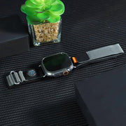 For Apple Watch 42mm / 41mm / 40mm / 38mm Kalebol Compass Nylon Loop Watch Strap(Black Grey)