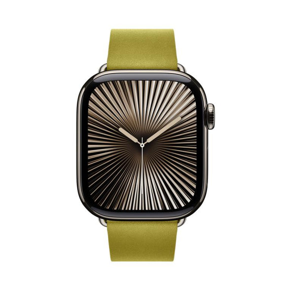 For Apple Watch 46mm / 49mm / 45mm / 44mm Modern Style Leather Watch Band(Yellow)