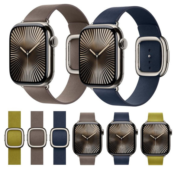 For Apple Watch 42mm / 41mm / 40mm / 38mm Modern Style Leather Watch Band(Dark Blue)