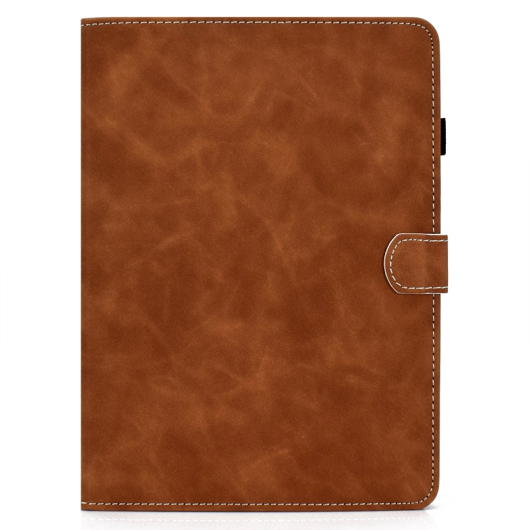 For iPad Air 2022 / 2020 10.9 Cowhide Texture Horizontal Flip Leather Case with Holder & Card Slots & Sleep / Wake-up Function(Brown)
