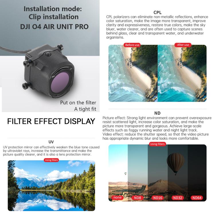 For DJI O4 Air Unit Pro / Avata 2 JSR YB Series Camera Lens Filter, Filter:STAR