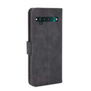 For TCL 10 Pro Solid Color Skin Feel Magnetic Buckle Horizontal Flip Calf Texture PU Leather Case with Holder & Card Slots & Wallet(Black)