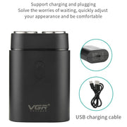 VGR V-341 Rotating 2 Cuttter Head Portable Electric Shaver(Black)