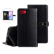 For iPhone 16e idewei Crocodile Texture Leather Phone Case(Black)