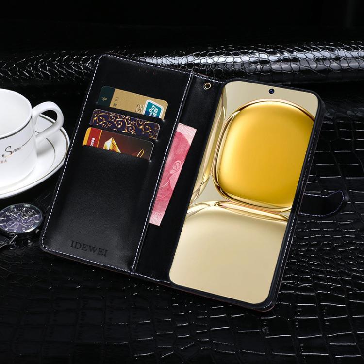 For iPhone 16e idewei Crocodile Texture Leather Phone Case(Black)