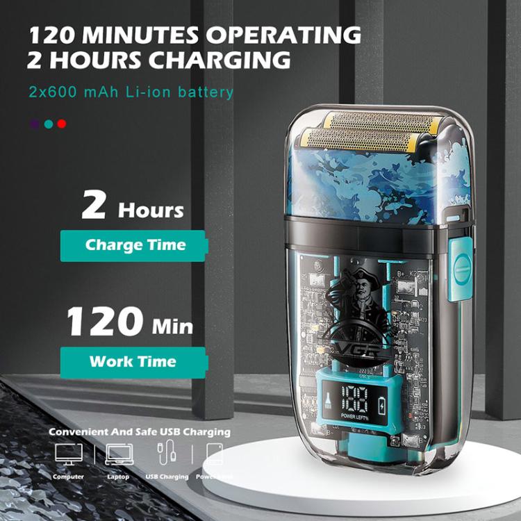 VGR V-352 Double Cutter Head Portable Electric Foil Shaver(Transparent Black)