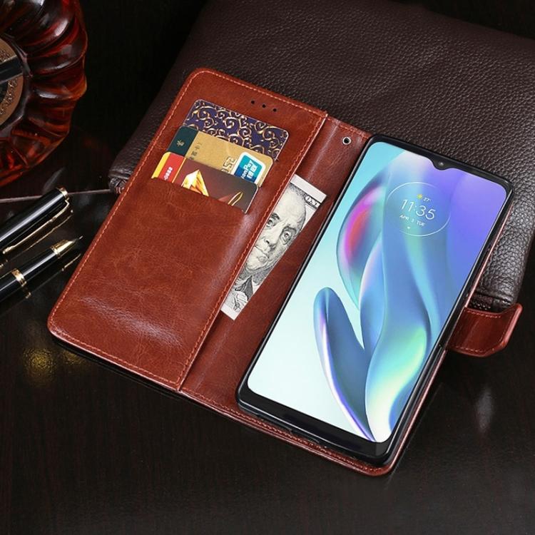 For iPhone 16e idewei Crazy Horse Texture Leather Phone Case(Red)