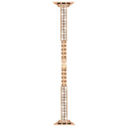 For Apple Watch 46mm / 49mm / 45mm / 44mm Slim Train Section Diamond Metal Watch Band(Rose Gold)