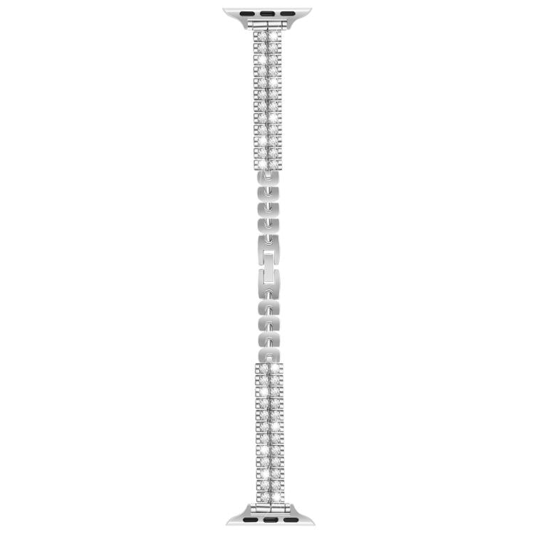 For Apple Watch 46mm / 49mm / 45mm / 44mm Slim Train Section Diamond Metal Watch Band(Silver)