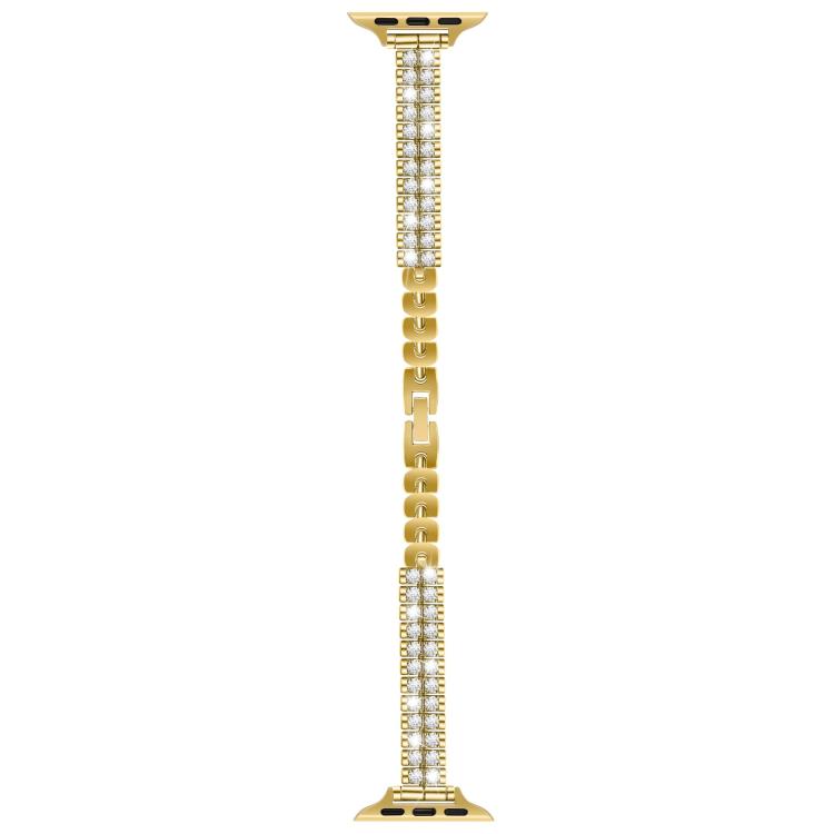 For Apple Watch 42mm / 41mm / 40mm / 38mm Slim Train Section Diamond Metal Watch Band(Gold)