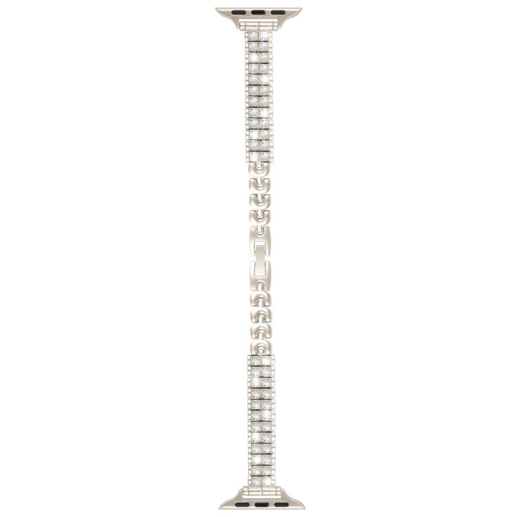 For Apple Watch 42mm / 41mm / 40mm / 38mm Slim Train Section Diamond Metal Watch Band(Starlight)