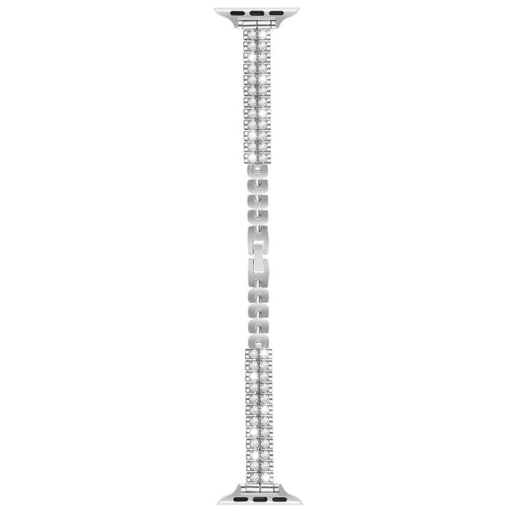 For Apple Watch 42mm / 41mm / 40mm / 38mm Slim Train Section Diamond Metal Watch Band(Silver)