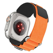 For Apple Watch 46mm / 49mm / 45mm / 44mm Compass Nylon Loop Watch Band(Black Orange)