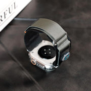 For Apple Watch 46mm / 49mm / 45mm / 44mm Compass Nylon Loop Watch Band(Black Grey)