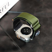 For Apple Watch 46mm / 49mm / 45mm / 44mm Compass Nylon Loop Watch Band(Black Army Green)