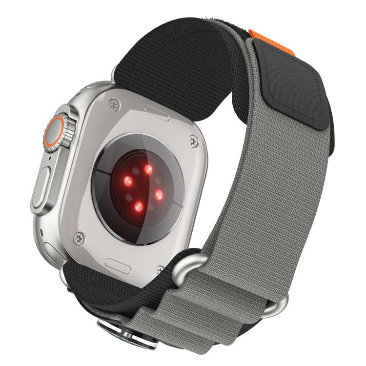 For Apple Watch 42mm / 41mm / 40mm / 38mm Compass Nylon Loop Watch Band(Black Grey)