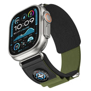 For Apple Watch 42mm / 41mm / 40mm / 38mm Compass Nylon Loop Watch Band(Black Army Green)