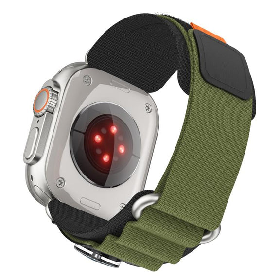 For Apple Watch 42mm / 41mm / 40mm / 38mm Compass Nylon Loop Watch Band(Black Army Green)