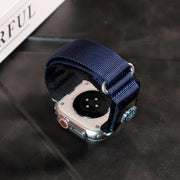 For Apple Watch 42mm / 41mm / 40mm / 38mm Compass Nylon Loop Watch Band(Black Blue)