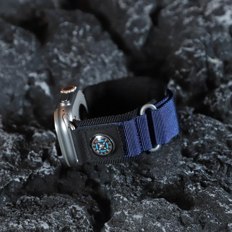 For Apple Watch 42mm / 41mm / 40mm / 38mm Compass Nylon Loop Watch Band(Black Blue)