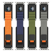 For Apple Watch 46mm / 49mm / 45mm / 44mm Compass Nylon Loop Watch Band(Black Orange)