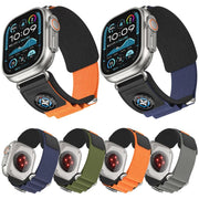 For Apple Watch 42mm / 41mm / 40mm / 38mm Compass Nylon Loop Watch Band(Black Blue)