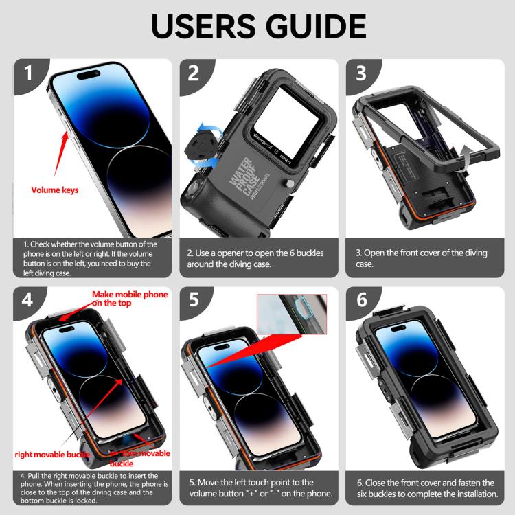 RedPepper 4th Generation Diving Protective Case for iPhone, Water-resistant depth: 15m(Black)
