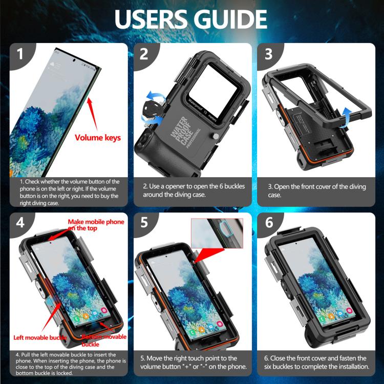 RedPepper 4th Generation Diving Protective Case, Water-resistant depth: 15m(Black)